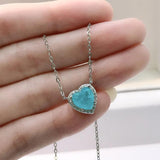 925 Silver Heart Tourmaline Pendant Necklace for Women