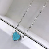 925 Silver Heart Tourmaline Pendant Necklace for Women