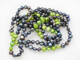 Long Green Baroque Freshwater Pearl Necklace 60in