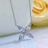 925 Silver Butterfly Pendant Necklace with Diamond Marquise Cut Jewelry