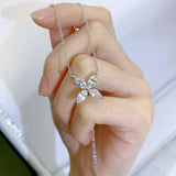 925 Silver Butterfly Pendant Necklace with Diamond Marquise Cut Jewelry