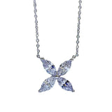 925 Silver Butterfly Pendant Necklace with Diamond Marquise Cut Jewelry