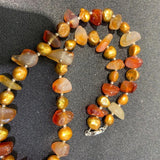 Freshwater Pearl Agate Necklace 925 Sterling Silver Women Jewelry