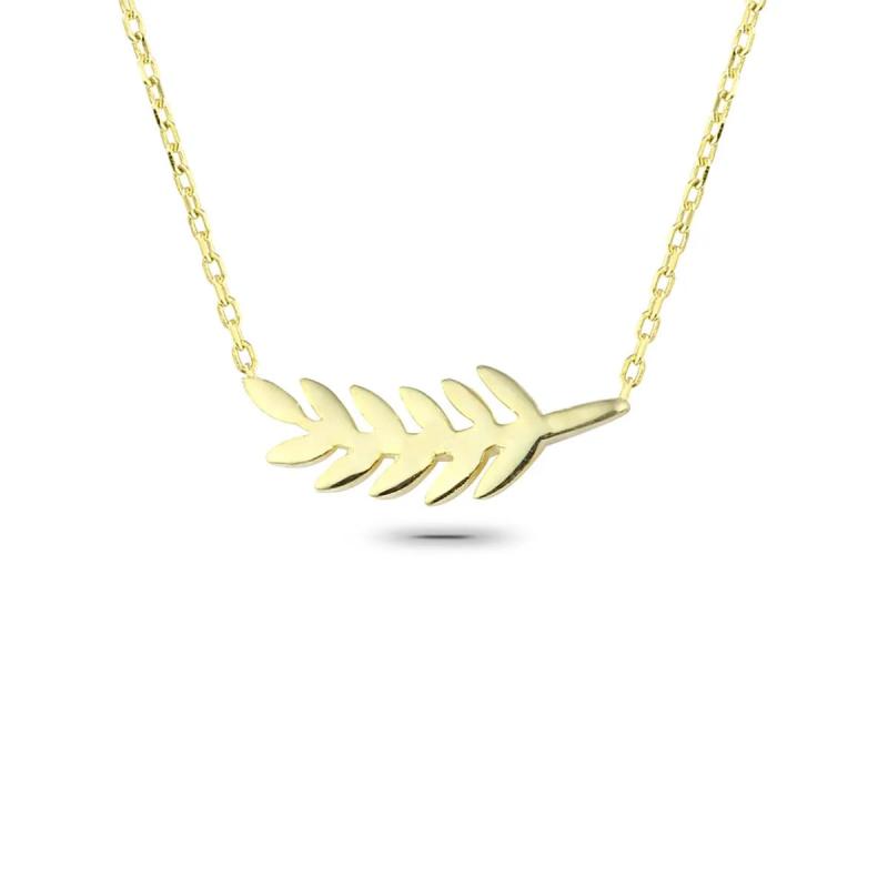 Sterling Silver Pendant Necklace with Olive Oil Leaf Design