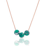 Malachite Stone Pendant Necklace 925 Sterling Silver with Long Chain