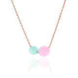 Rose Plated Women's 925 Silver Necklace with AQUAMAR?NE-P?NK Quartz