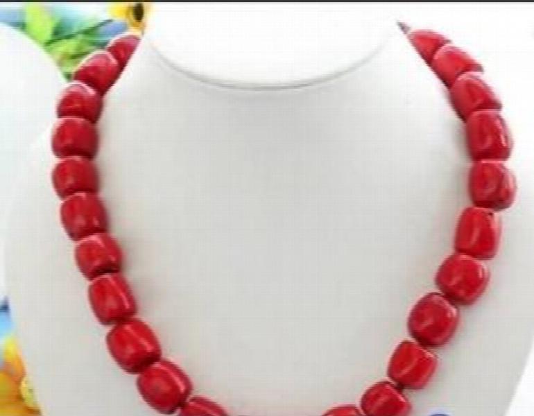 Women Red Coral Bead Necklace