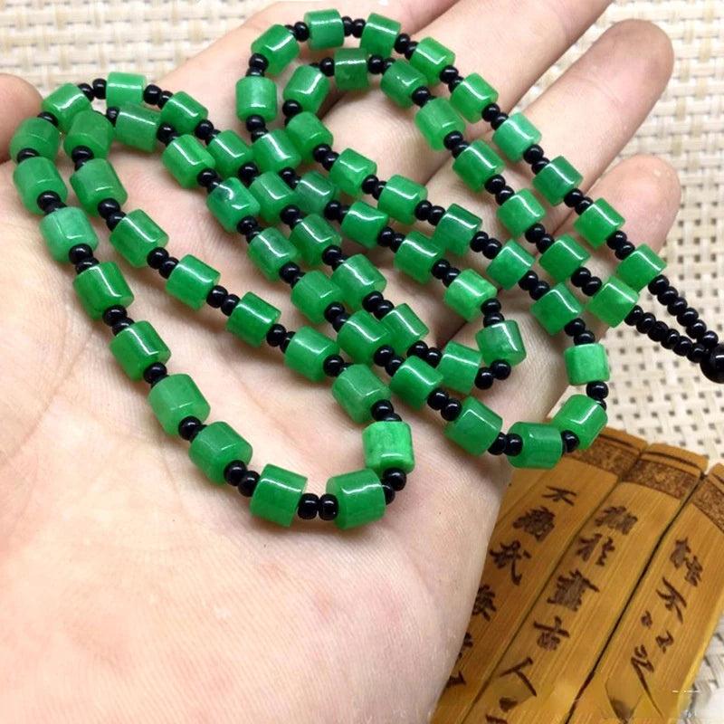 Natural Jade Sweater Chain Carved Amulet Gemstone Necklace