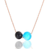 925 Silver Pendant Necklace with Aquamarine Long Chain