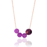 925 Silver Purple Amethist Stone Pendant Necklace with Long Chain
