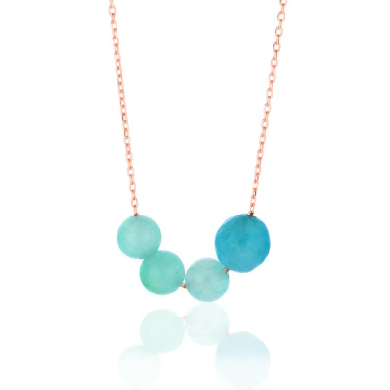 Sterling Silver Aquamarine Pendant Necklace with Long Chain