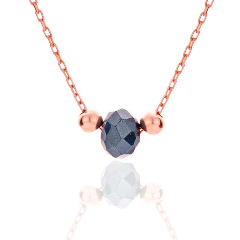 Gray Crystal Stone Pendant Necklace 925 Sterling Silver Chain