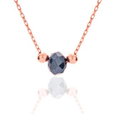 Gray Crystal Stone Pendant Necklace 925 Sterling Silver Chain