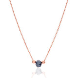 Gray Crystal Stone Pendant Necklace 925 Sterling Silver Chain