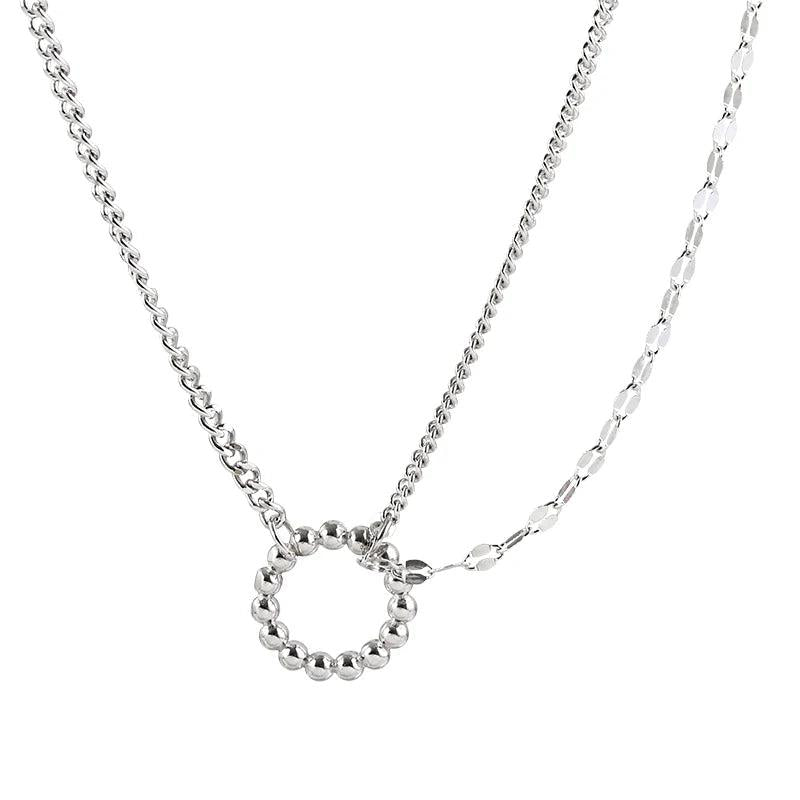 925 Silver Circle Double Link Necklace Choker Chain Gothic Vintage