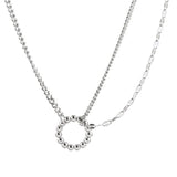 925 Silver Circle Double Link Necklace Choker Chain Gothic Vintage
