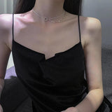 925 Silver Circle Double Link Necklace Choker Chain Gothic Vintage