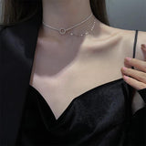 925 Silver Circle Double Link Necklace Choker Chain Gothic Vintage