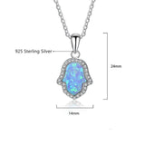 925 Silver Opal Geometric Pendant Necklaces For Women Gift