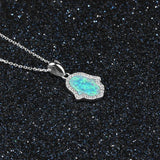 925 Silver Opal Geometric Pendant Necklaces For Women Gift