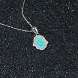 925 Silver Opal Geometric Pendant Necklaces For Women Gift