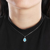 925 Silver Opal Geometric Pendant Necklaces For Women Gift