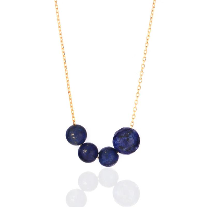 925 Silver Lapis Lazuli Stone Pendant Necklace with Long Chain