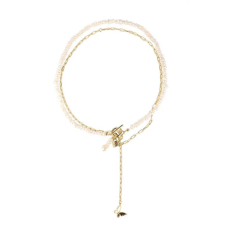 S925 Silver Freshwater Pearl Necklace Double Layer Clavicle Necklaces