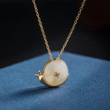 S925 Sterling Silver Nephrite Snail Neck Pendant for Women