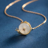 S925 Sterling Silver Nephrite Snail Neck Pendant for Women