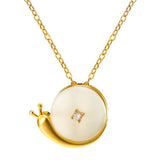 S925 Sterling Silver Nephrite Snail Neck Pendant for Women