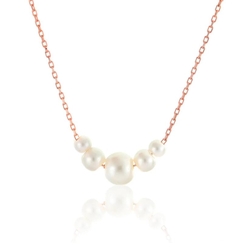 Sterling Silver Pearl Necklace Long Chain