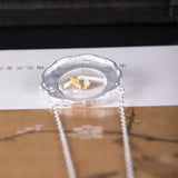 S925 Silver Chinese Style Bird Branch Necklace Hollow Round Pendant