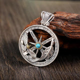 S925 Silver Vintage Hand-Carved Feather Pendant for Men