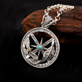 S925 Silver Vintage Hand-Carved Feather Pendant for Men