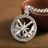 S925 Silver Vintage Hand-Carved Feather Pendant for Men