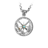 S925 Silver Vintage Hand-Carved Feather Pendant for Men
