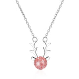 925 Silver ELK Deer Animal Pendant Necklace Women Short Chains