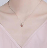 925 Silver ELK Deer Animal Pendant Necklace Women Short Chains
