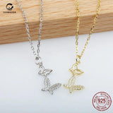 S925 Butterfly Diamond Necklace Small Fresh Hollow Design