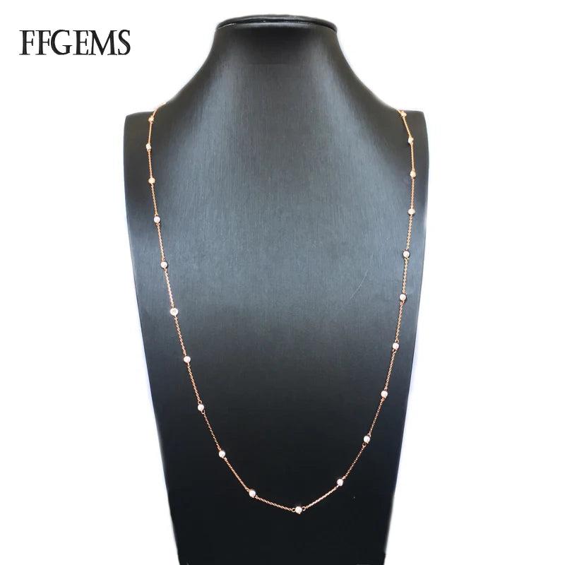 925 Silver Necklace Long Chain Zircon Moissanite Diamond Fine Jewelry Gift