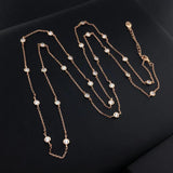 925 Silver Necklace Long Chain Zircon Moissanite Diamond Fine Jewelry Gift
