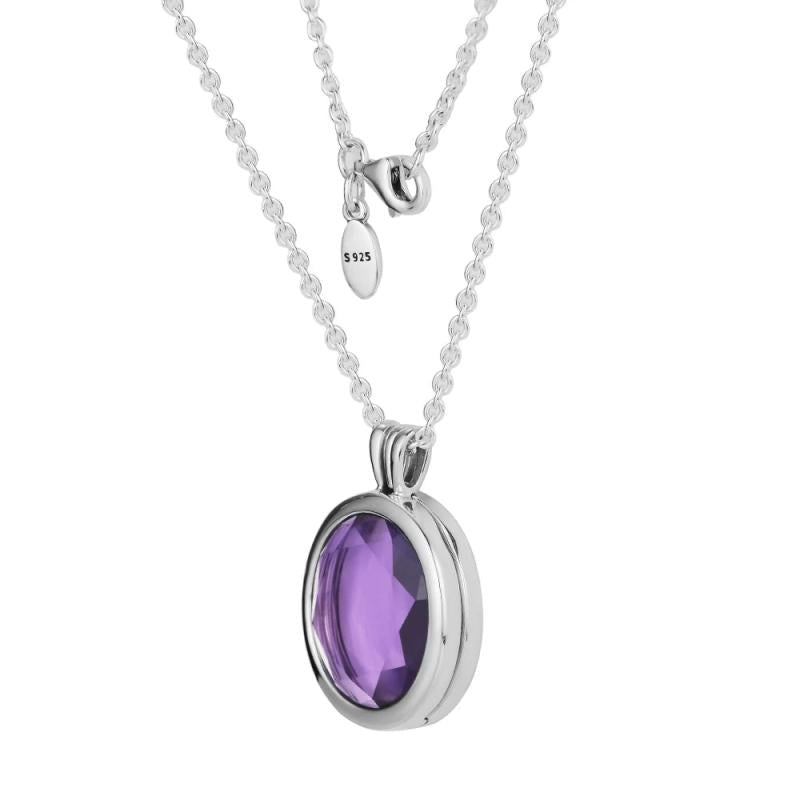 925 Sterling Silver Faceted Locket Necklace