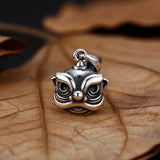 S925 Silver Pendant Lion Head Thai Silver Vintage Distressed Jewelry