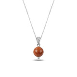 Silverlina Silver Star Stone Ball Pendant Necklace