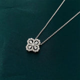 FFGems 4 Leaf Clover Silver Necklace Pendant Created Moissanite Gemstone