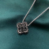 FFGems 4 Leaf Clover Silver Necklace Pendant Created Moissanite Gemstone