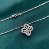 FFGems 4 Leaf Clover Silver Necklace Pendant Created Moissanite Gemstone