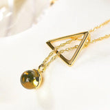 925 Silver Gold-plated Natural Amber Necklace Triangle Chain Pendant