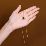 925 Silver Gold-plated Natural Amber Necklace Triangle Chain Pendant